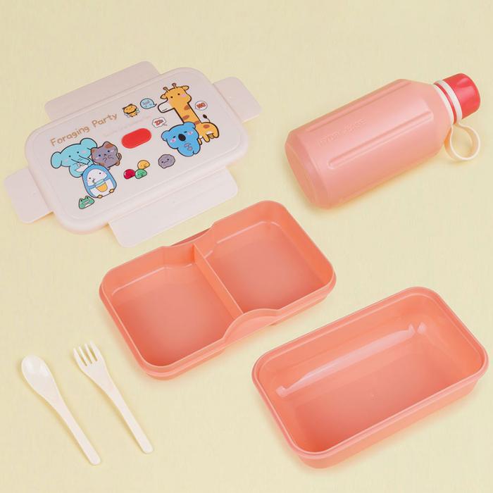 尚趣樂扣大容量雙層飯盒(1200ml)+圓形運動水壺(500ml)